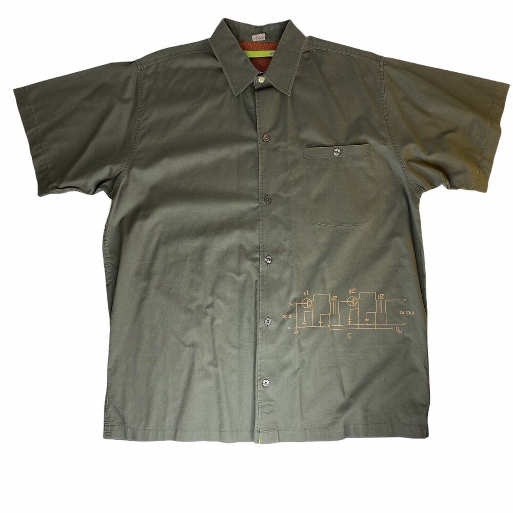 Mountain Dew Shirt Mens Size M Button‎ Front Green Limited Promo Costume Graphic